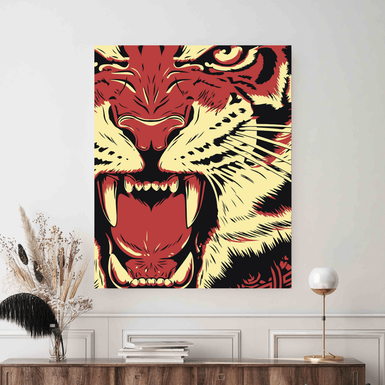 Colectie tablouri pe numere - Animale: Setul include vopsele numerotate, 3 pensule, panza numerotata, agatatoare, imagine de control si pachet pentru impachetat. Optional, poate avea sasiu pentru inramare.