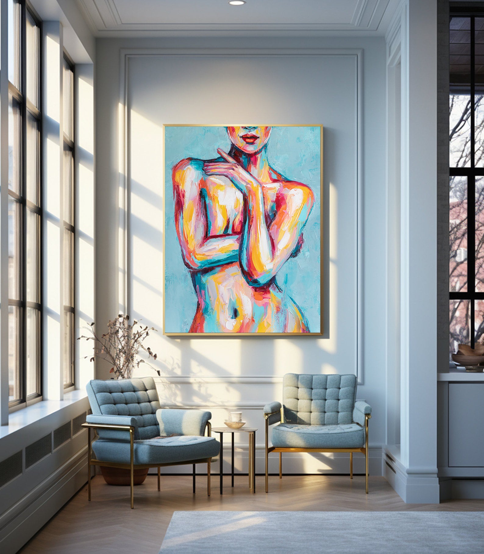 Tableau sur toile - Femme nue multicolore