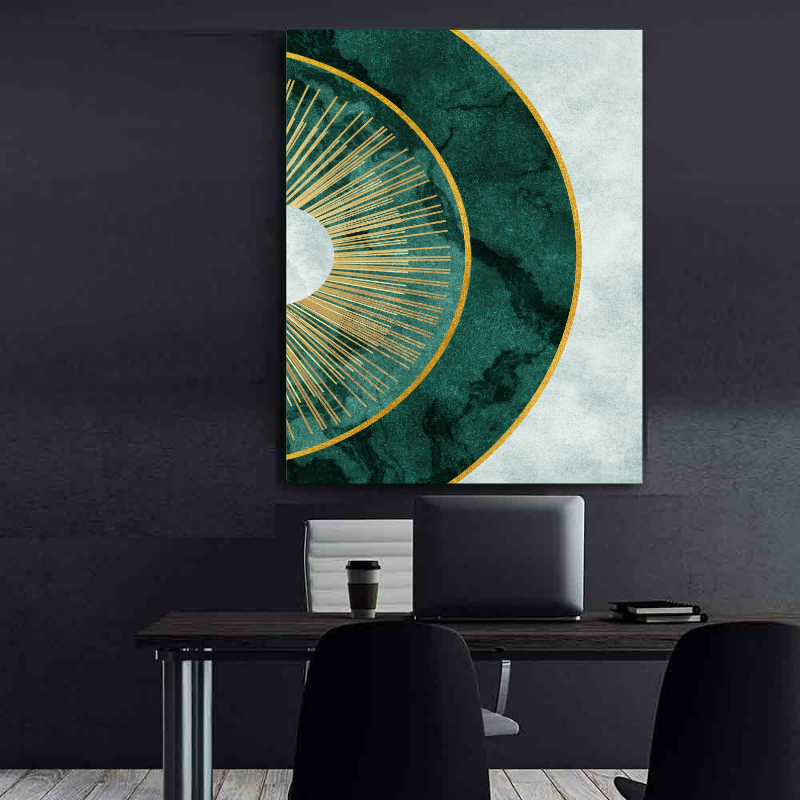 Peinture sur toile - Soleil vert abstrait moderne