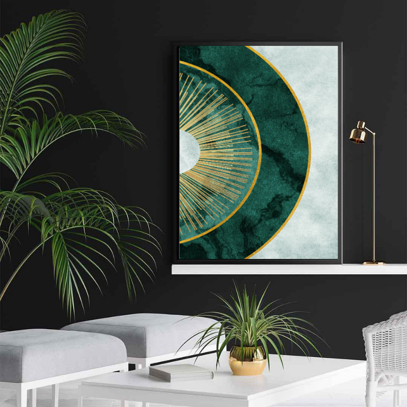 Peinture sur toile - Soleil vert abstrait moderne