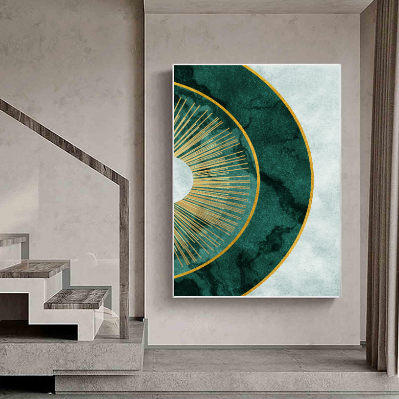 Peinture sur toile - Soleil vert abstrait moderne