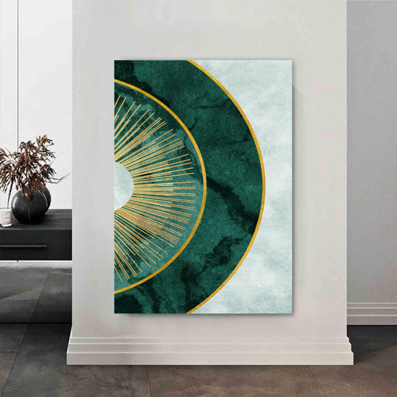 Peinture sur toile - Soleil vert abstrait moderne