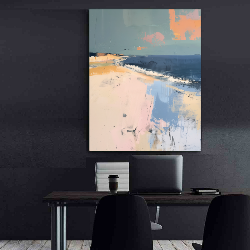 Peinture sur toile - Paysage côtier abstrait