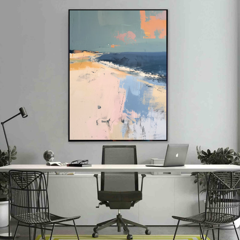 Peinture sur toile - Paysage côtier abstrait