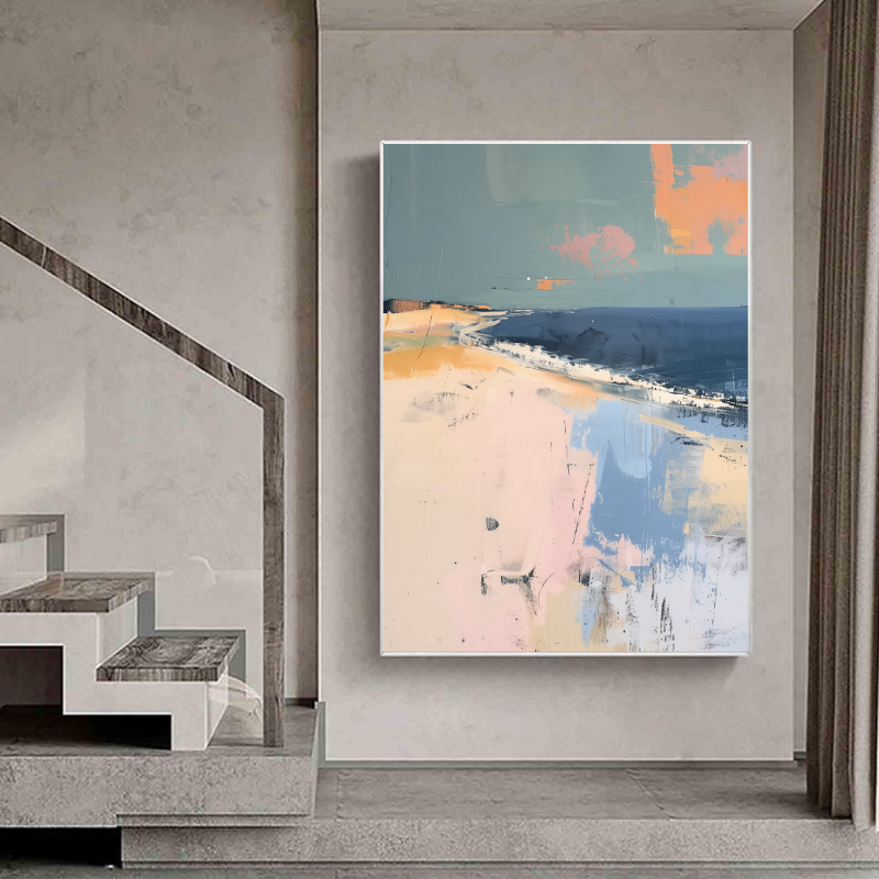 Peinture sur toile - Paysage côtier abstrait