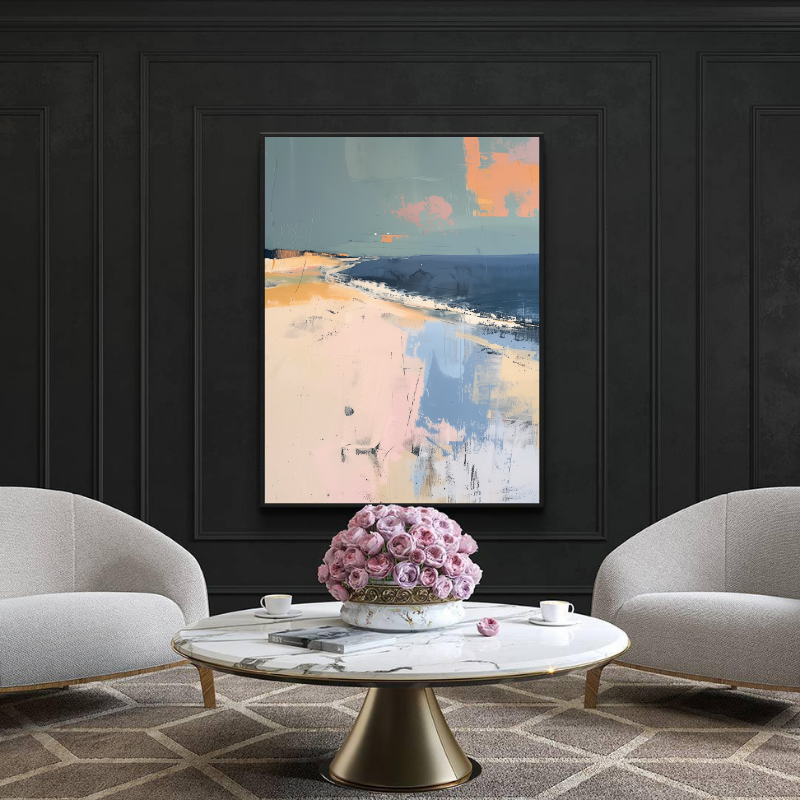 Peinture sur toile - Paysage côtier abstrait