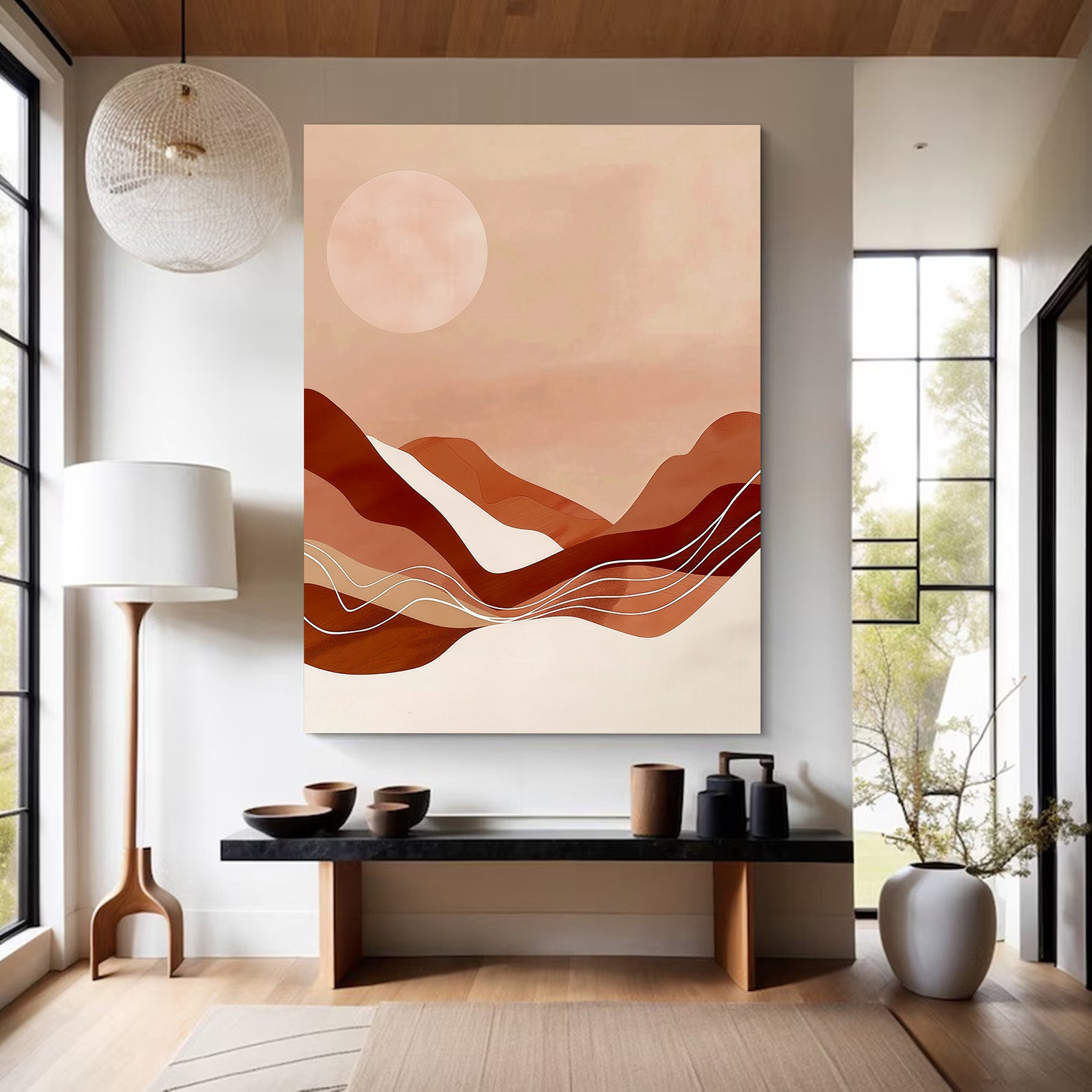 Peinture sur toile - Coucher de soleil abstrait