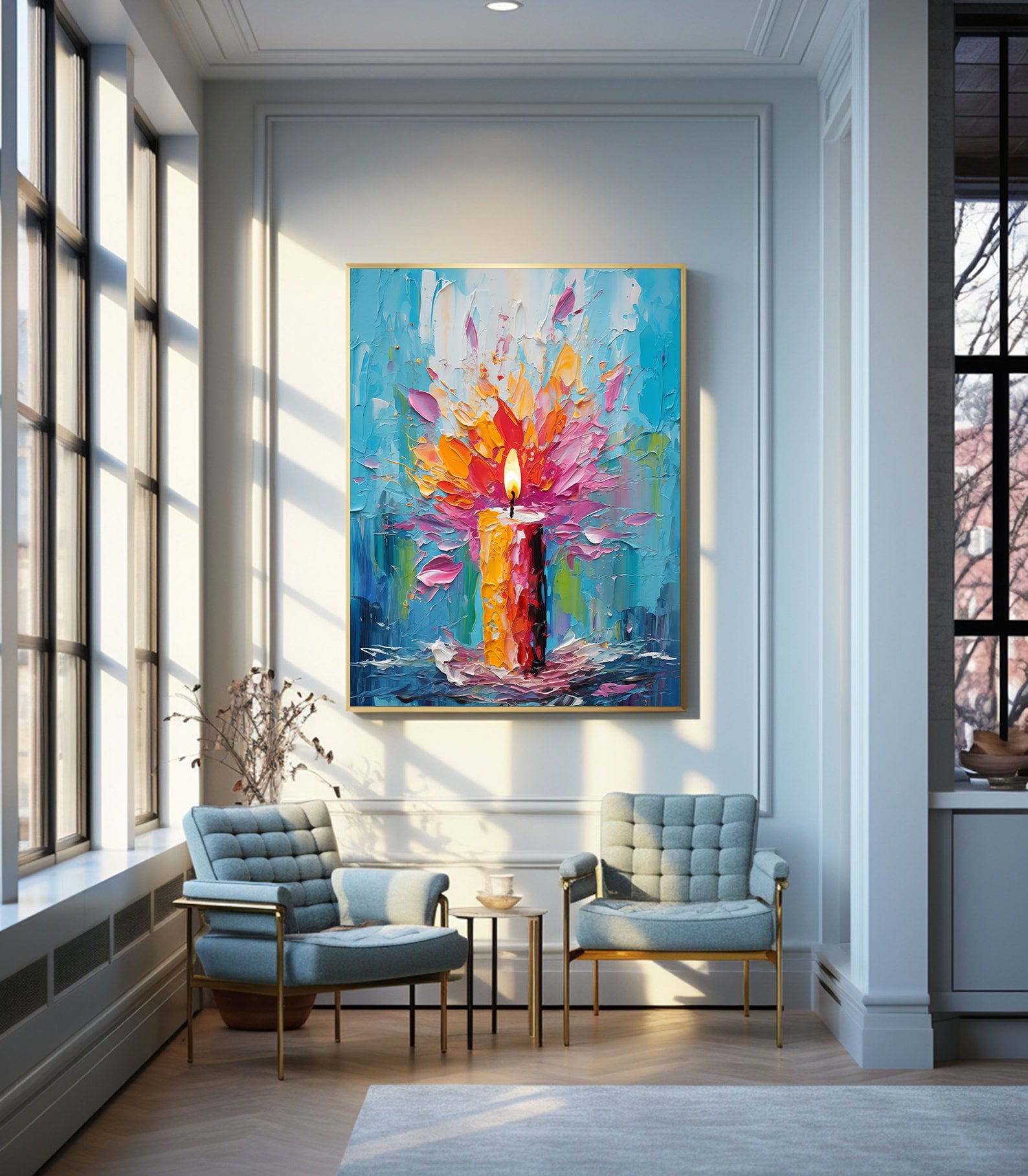 Peinture sur toile - Bougie allumée