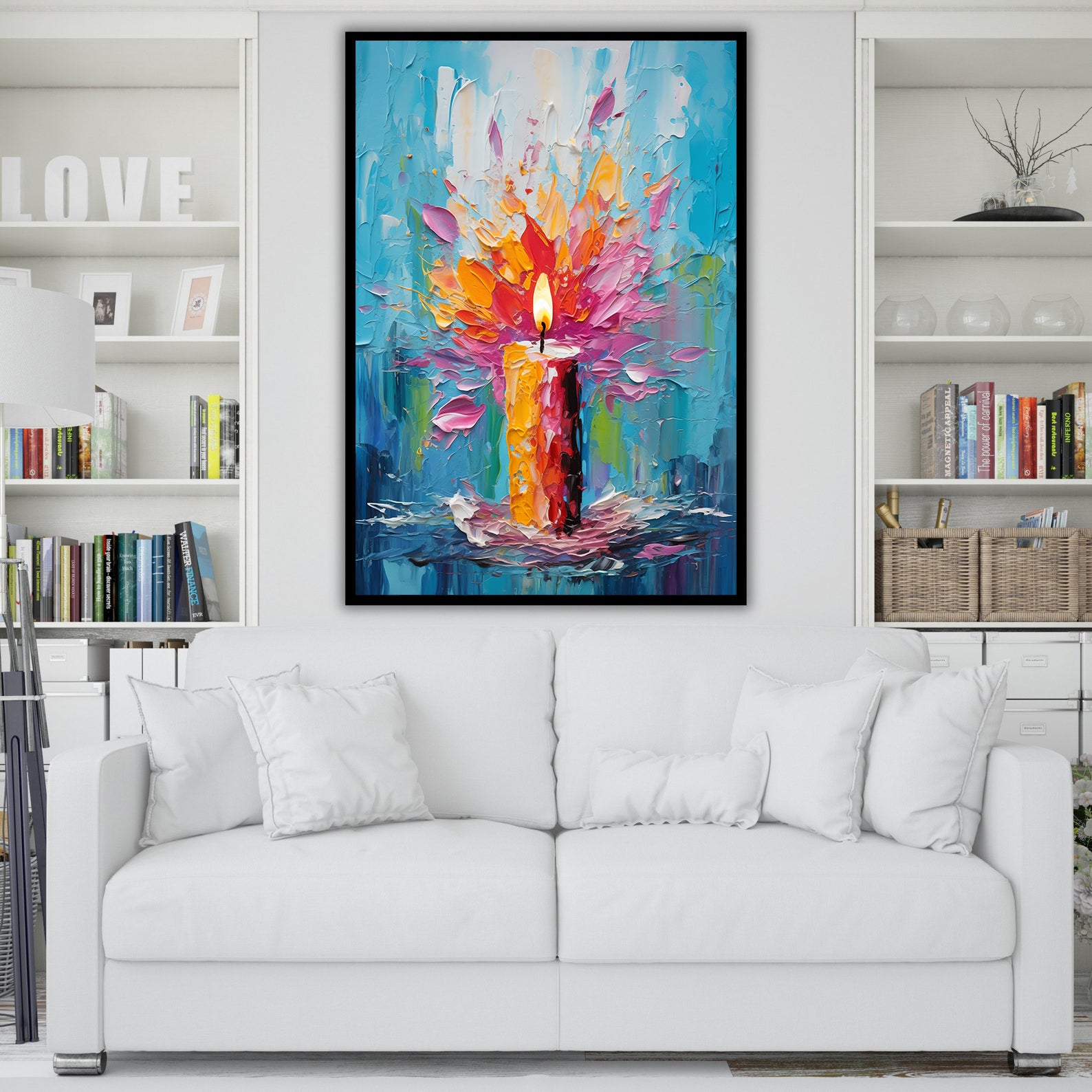 Peinture sur toile - Bougie allumée