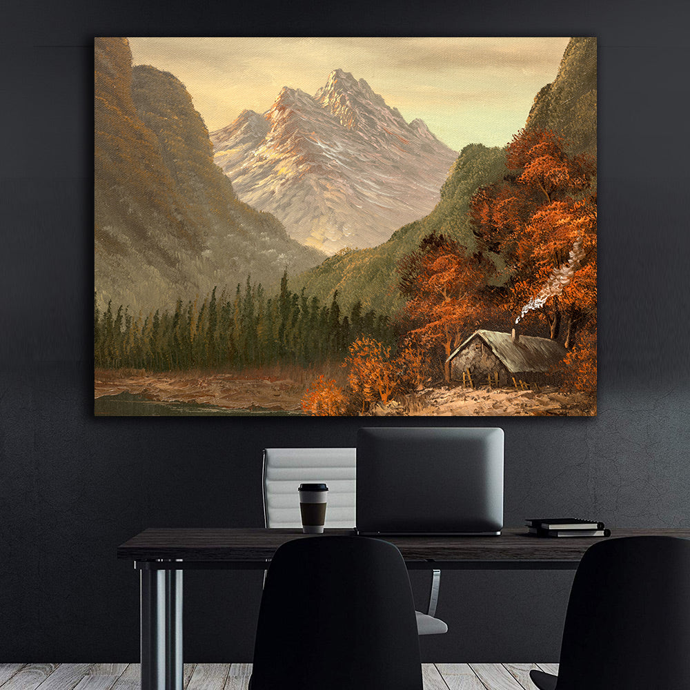 Peinture sur toile - Paysage avec montagnes