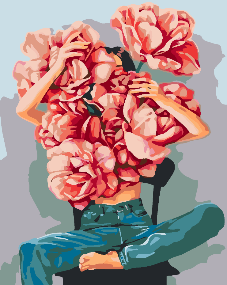 Peinture par numéros - Tête florale 4071