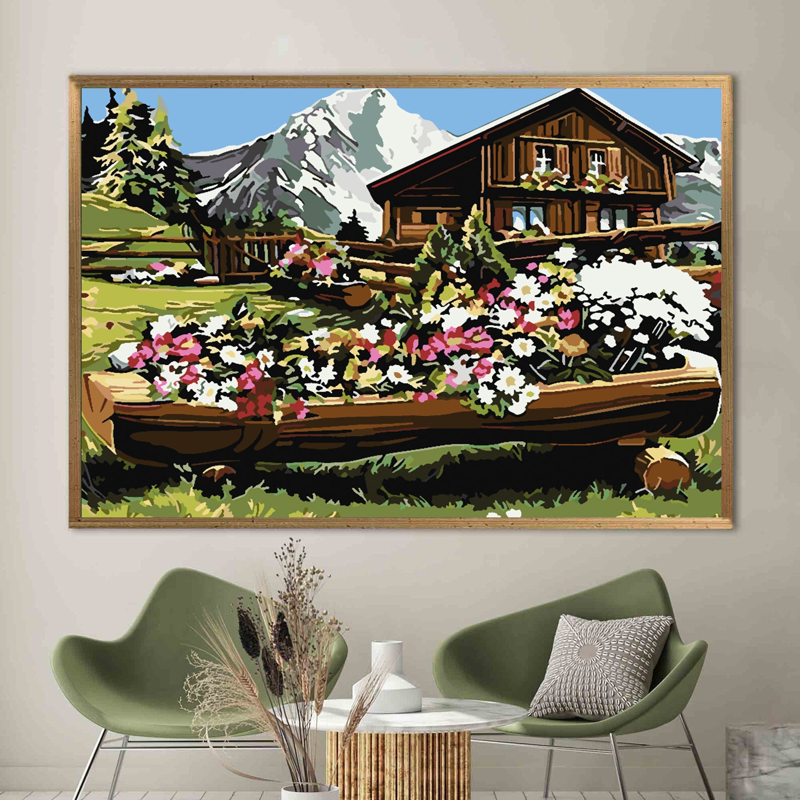Peinture par numéros - Paysage de montagne avec fleurs 4210