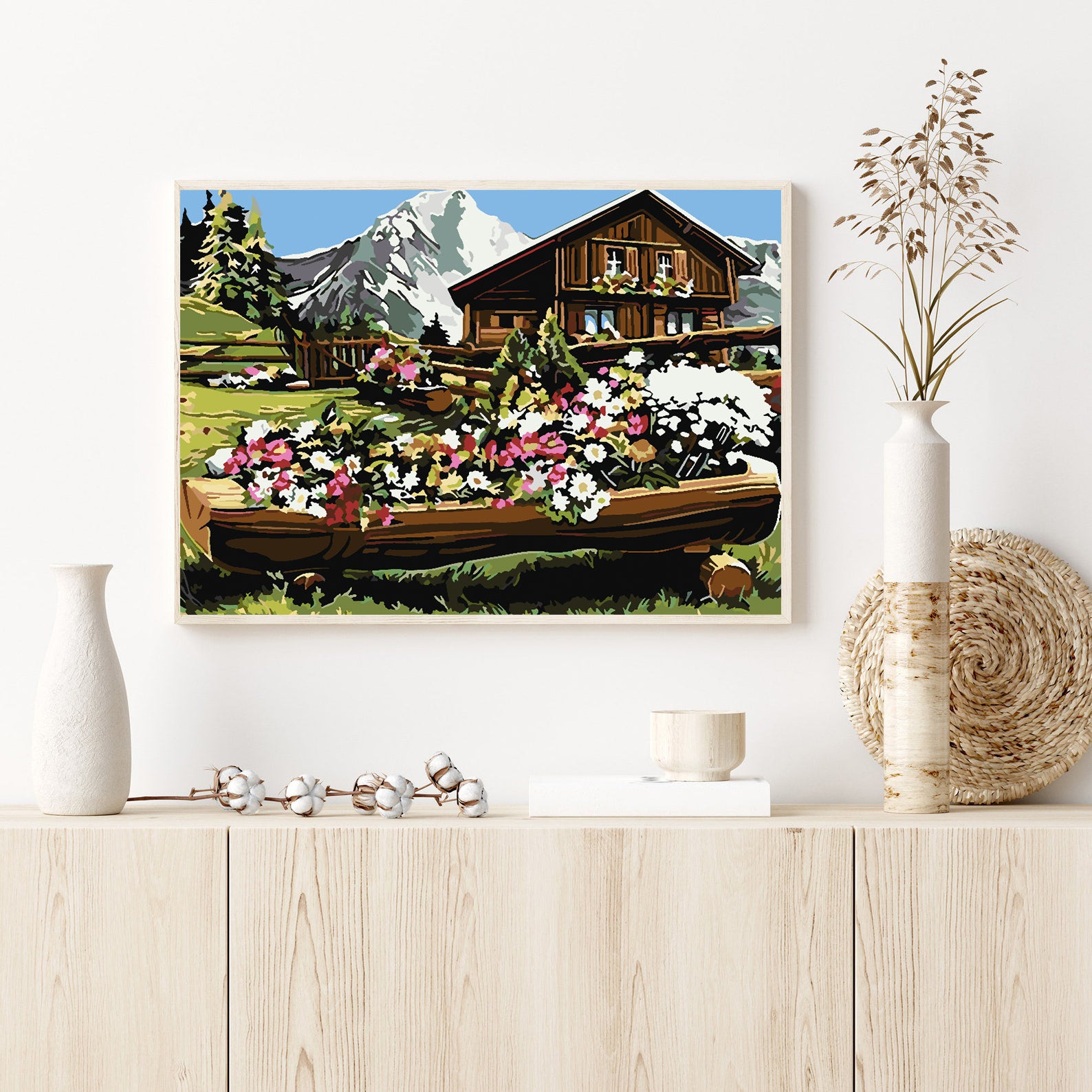 Peinture par numéros - Paysage de montagne avec fleurs 4210