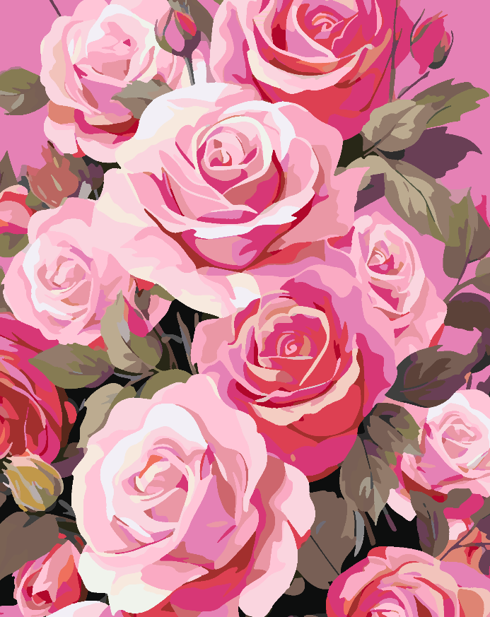 Peinture par numéros - Roses roses 4317