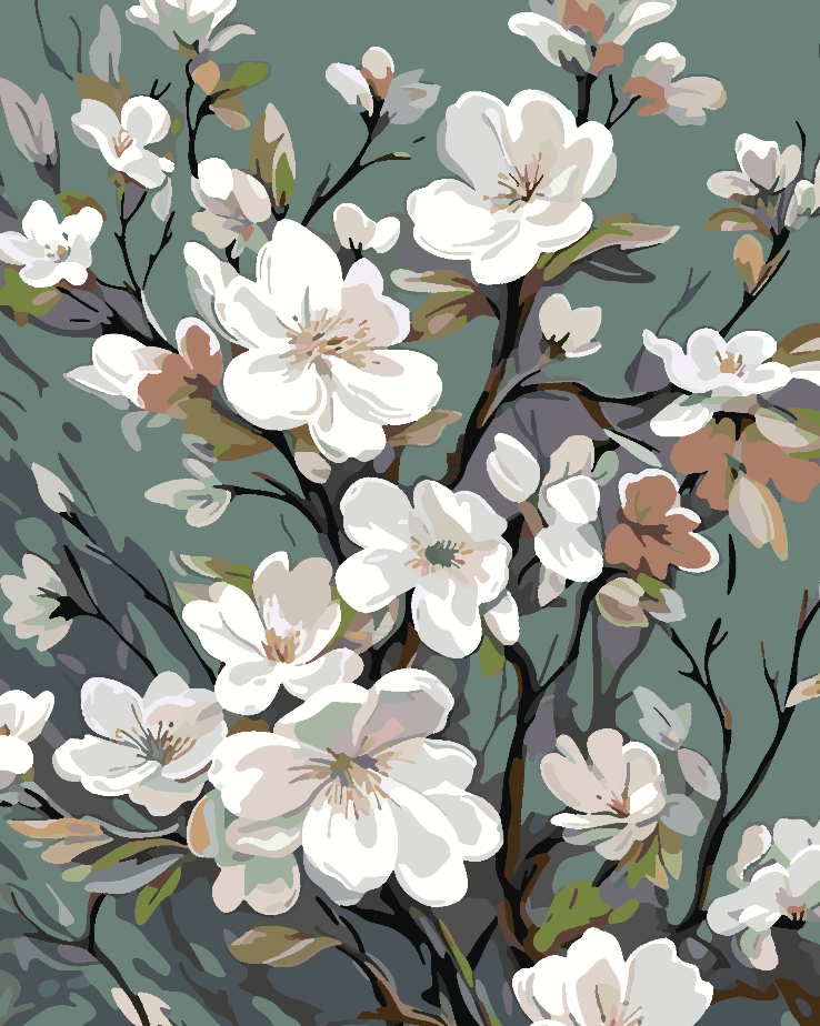 Peinture par numéros - Fleurs blanches 4320