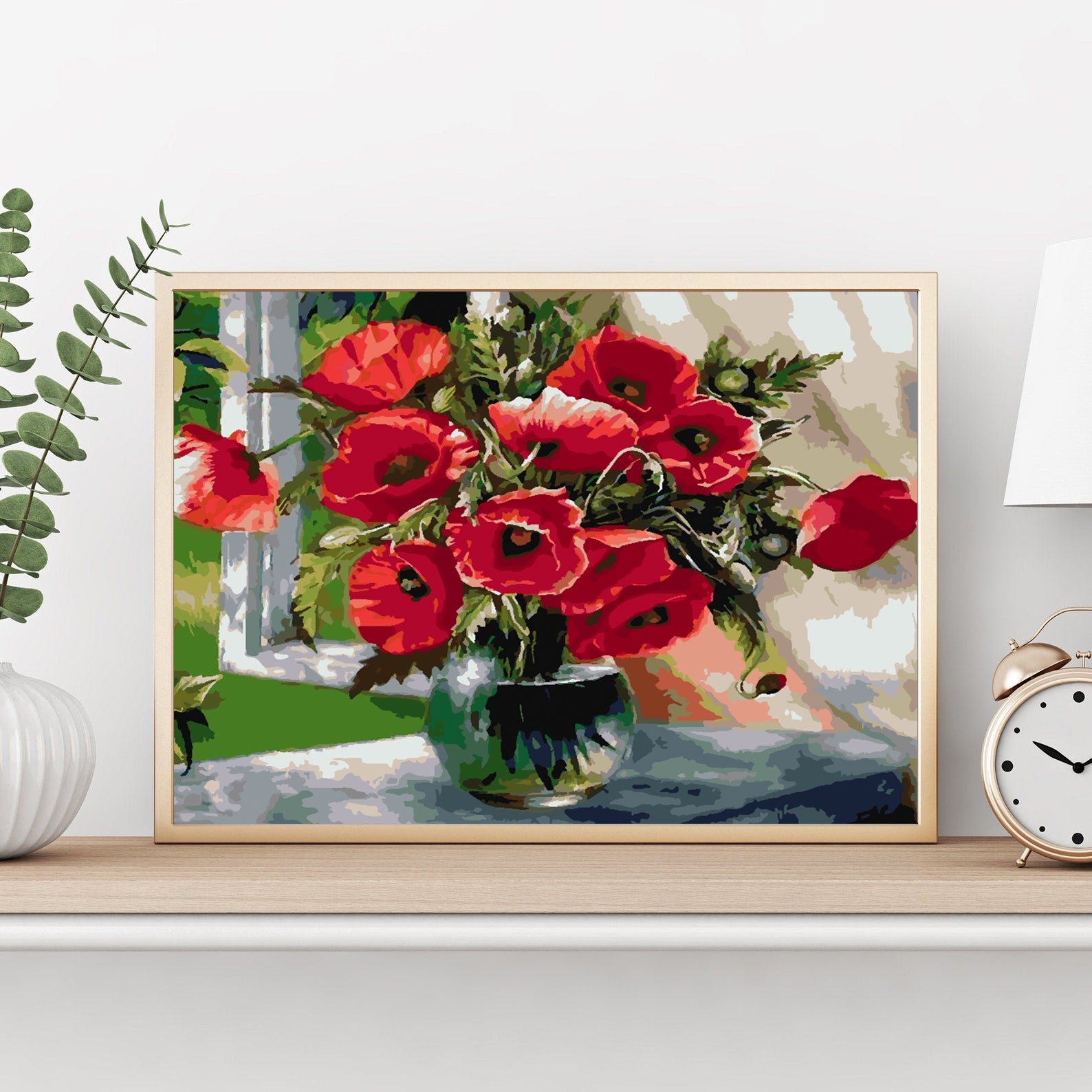 Malen nach Zahlen - Rote Blumen in Vase 4339