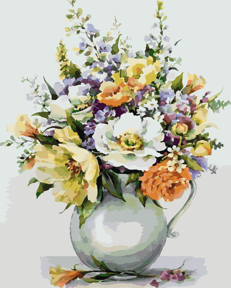Peinture par numéros - Fleurs rouges dans un vase 4340