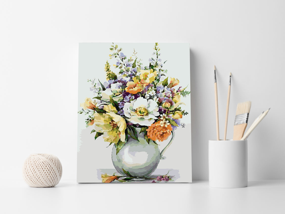 Peinture par numéros - Fleurs rouges dans un vase 4340