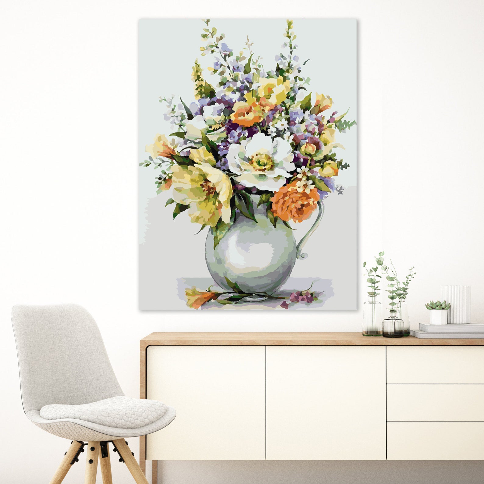 Peinture par numéros - Fleurs rouges dans un vase 4340