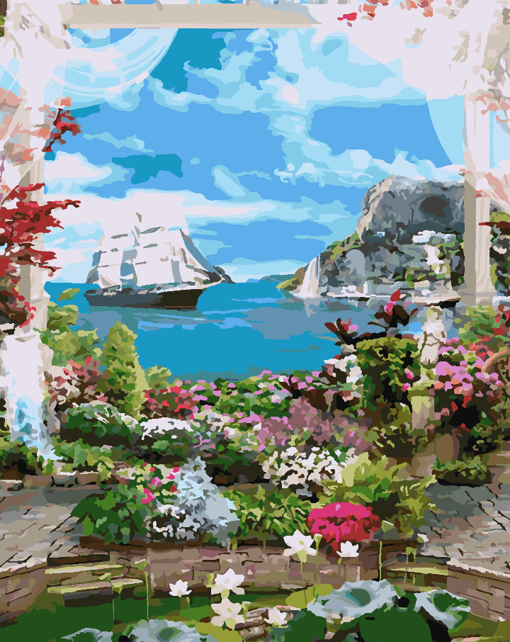 Pictura pe numere - Peisaj Barcă pe Mare 4366