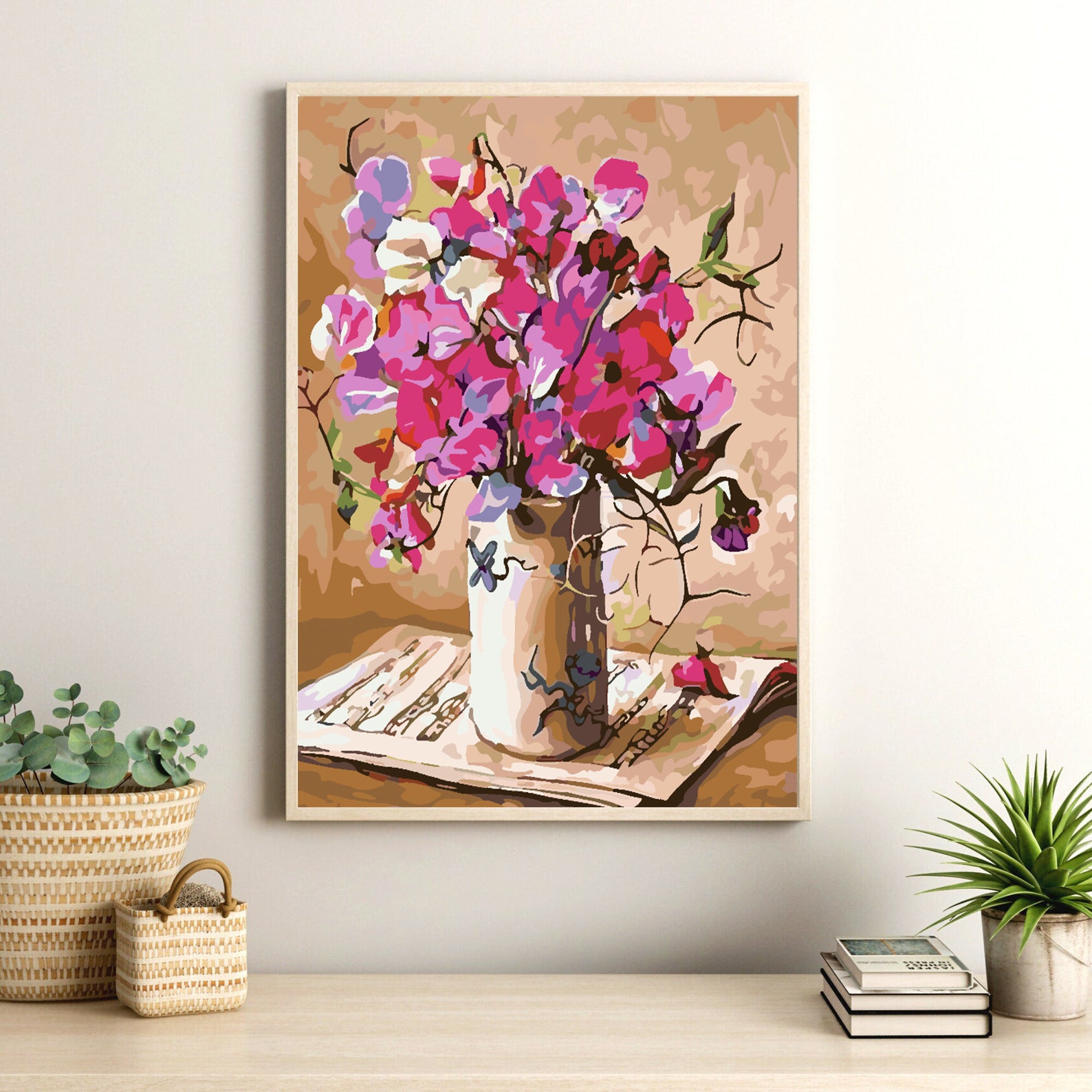 Peinture par numéros - Fleurs roses dans un vase 4375