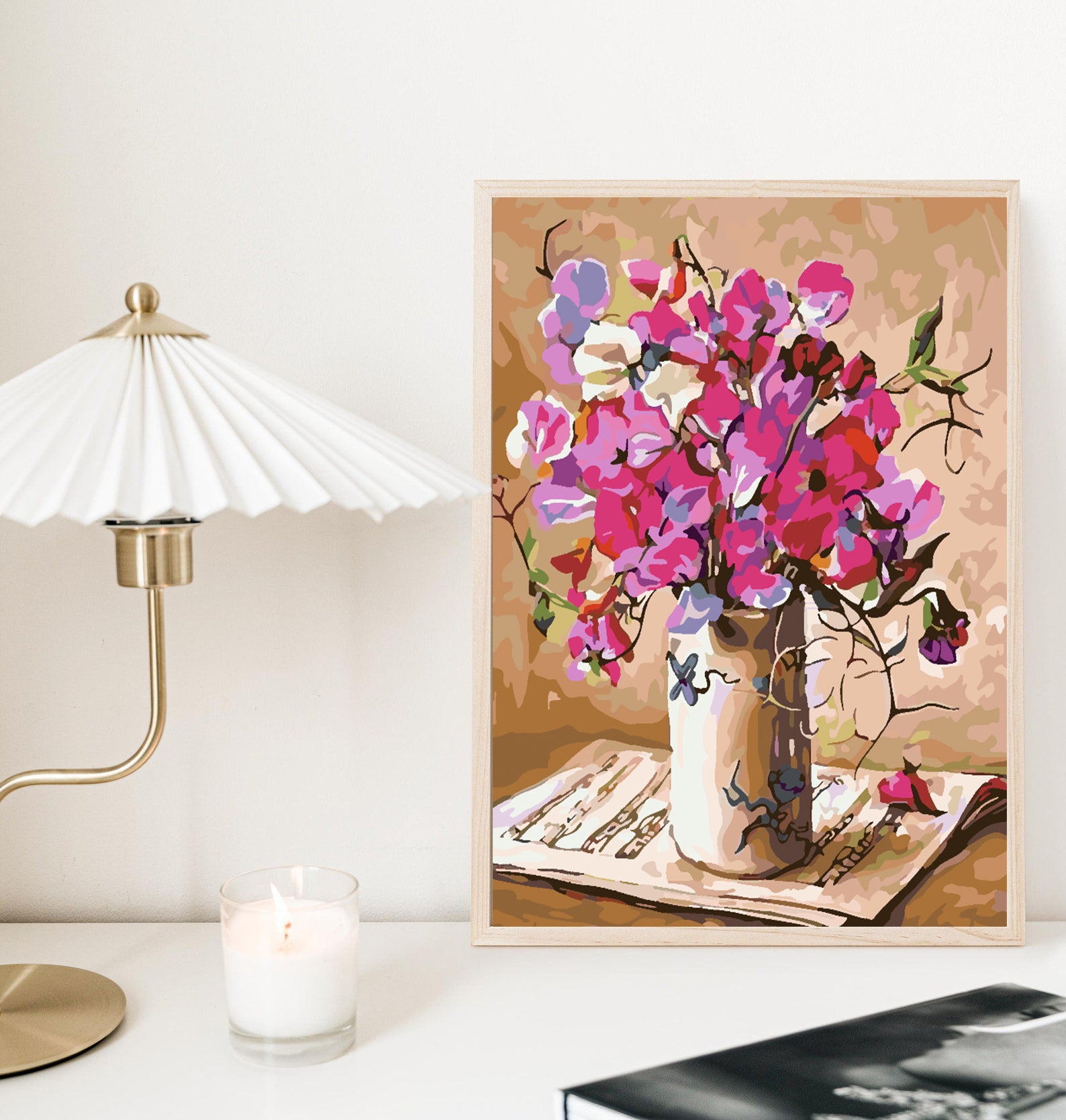 Peinture par numéros - Fleurs roses dans un vase 4375