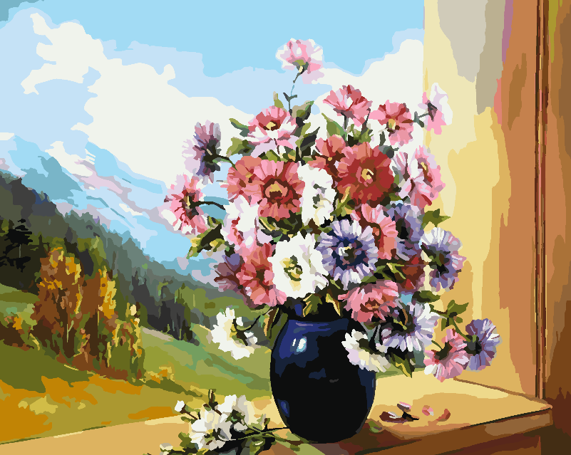 Malen nach Zahlen - Blumen in einer Vase 4396