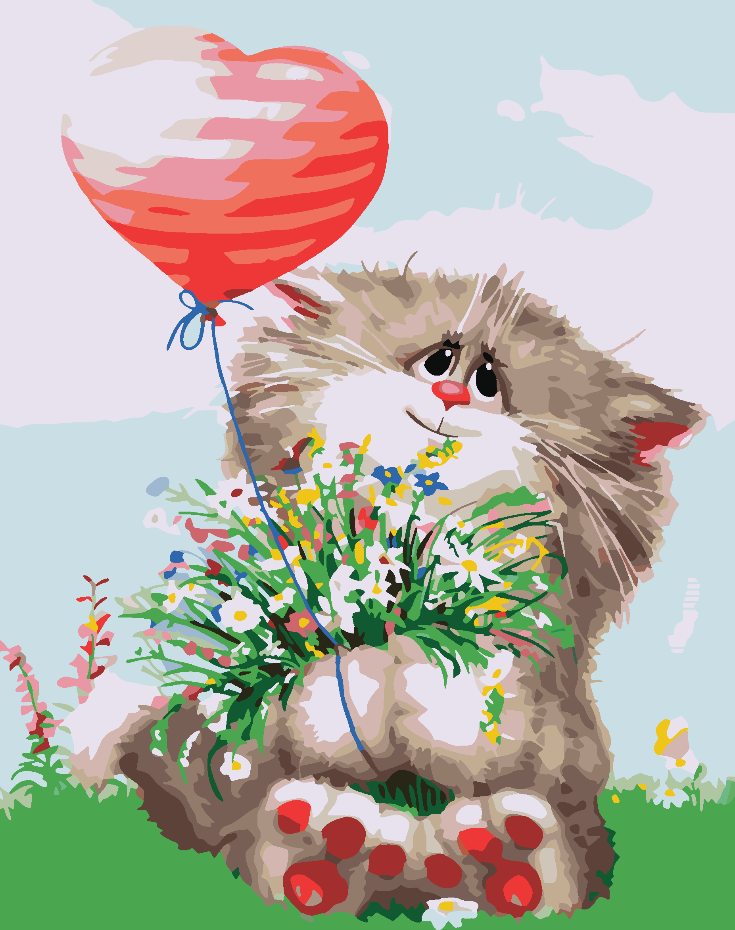 Malen nach Zahlen - Katze mit Herz 4423