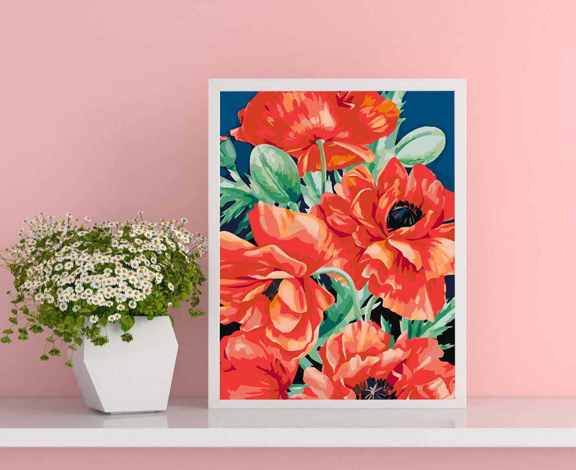 Peinture par numéros - Fleurs rouges 4444