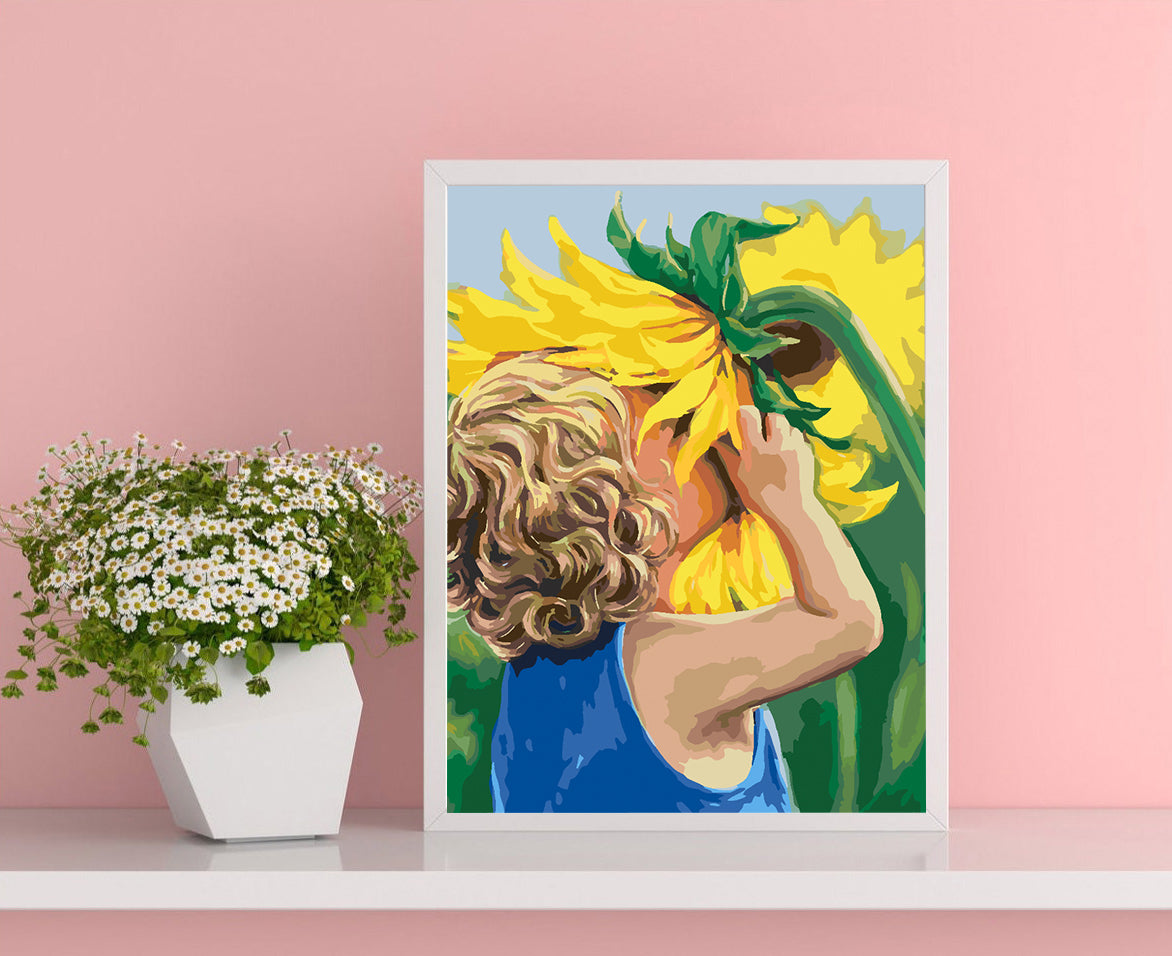 Peinture par numéros - Enfant avec tournesol 4446