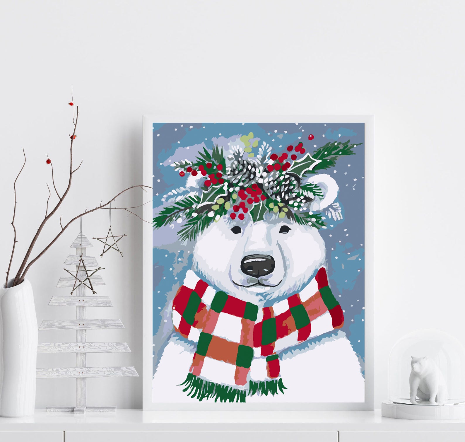 Peinture par numéros - Ours blanc avec écharpe 4475