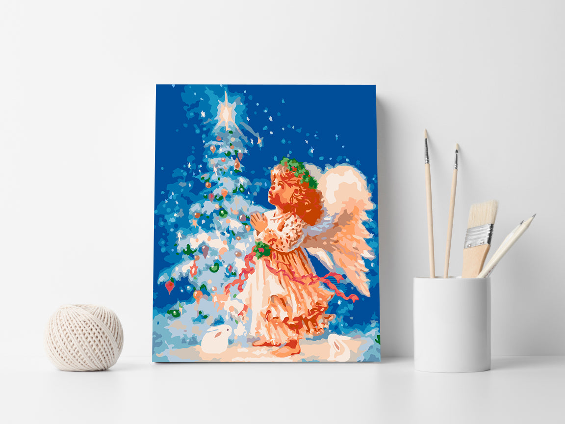 Peinture par numéros - Ange près du sapin de Noël 4478