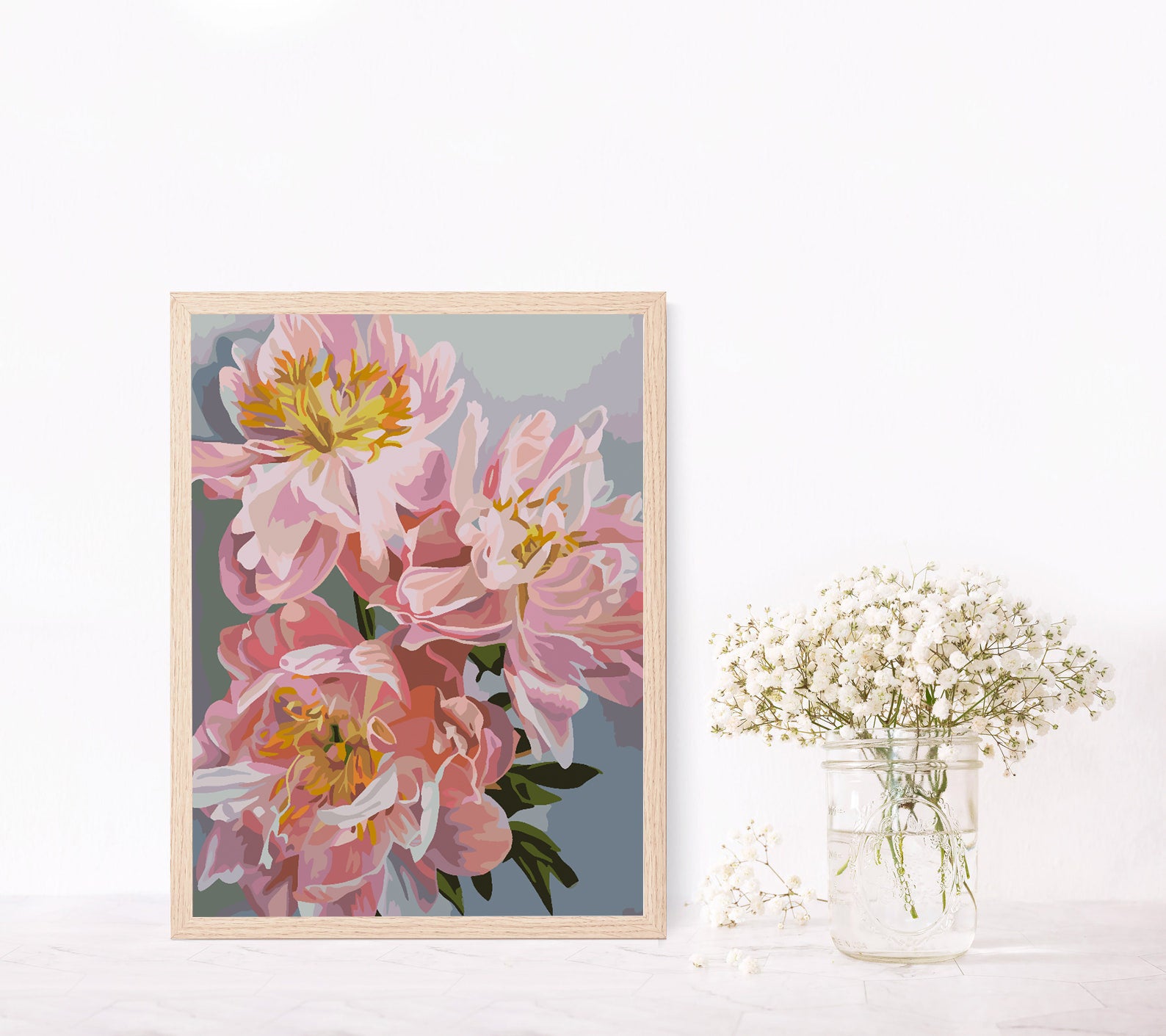 Peinture par numéros - Fleurs roses 4486