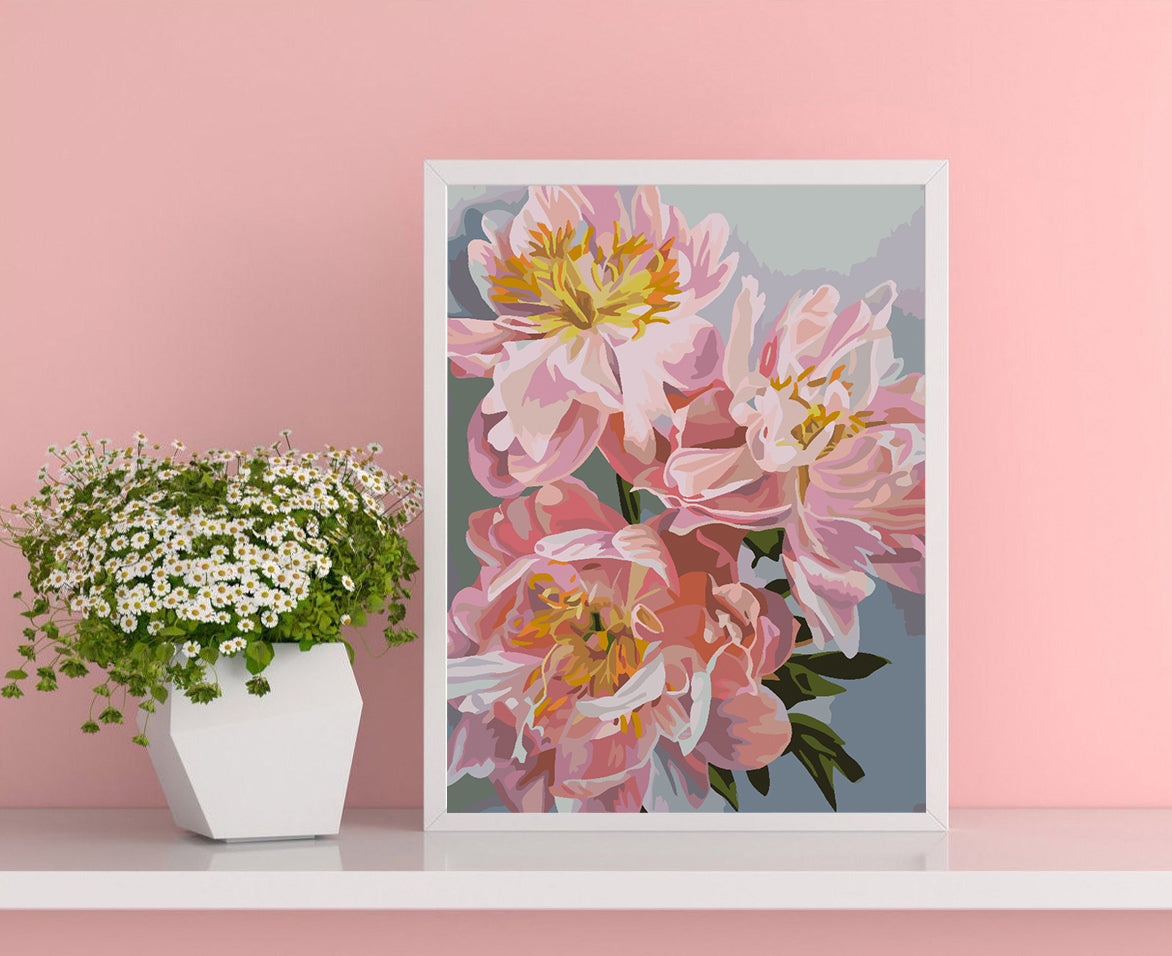 Peinture par numéros - Fleurs roses 4486
