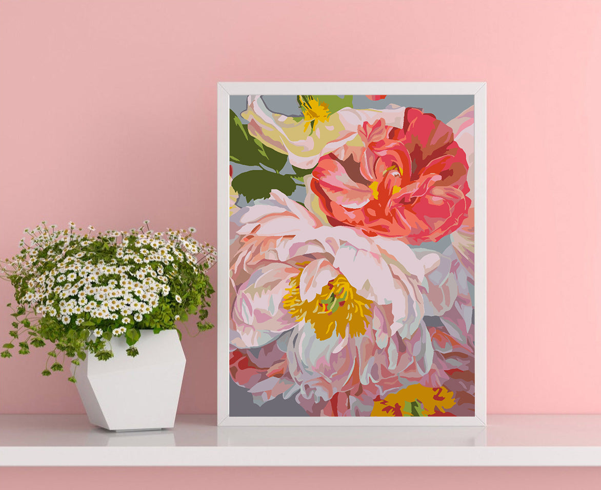 Peinture par numéros - Fleurs roses 4487