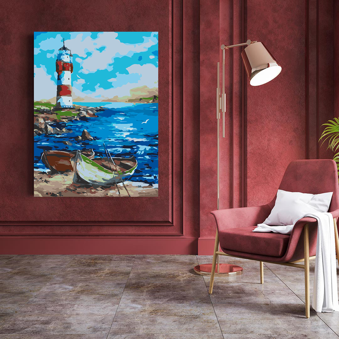 Peinture par numéros - Phare en mer 4502