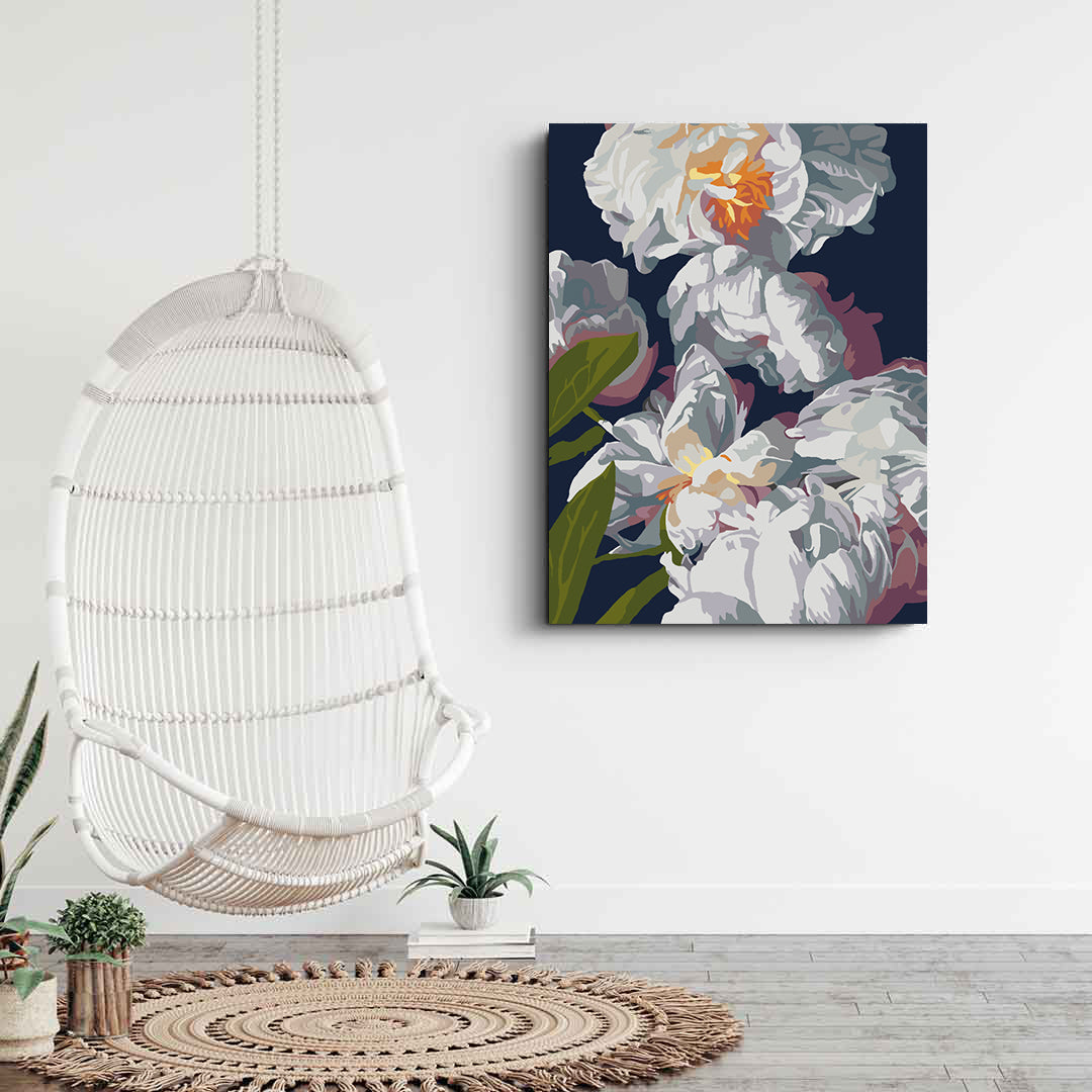 Peinture par numéros - Fleurs blanches 4519