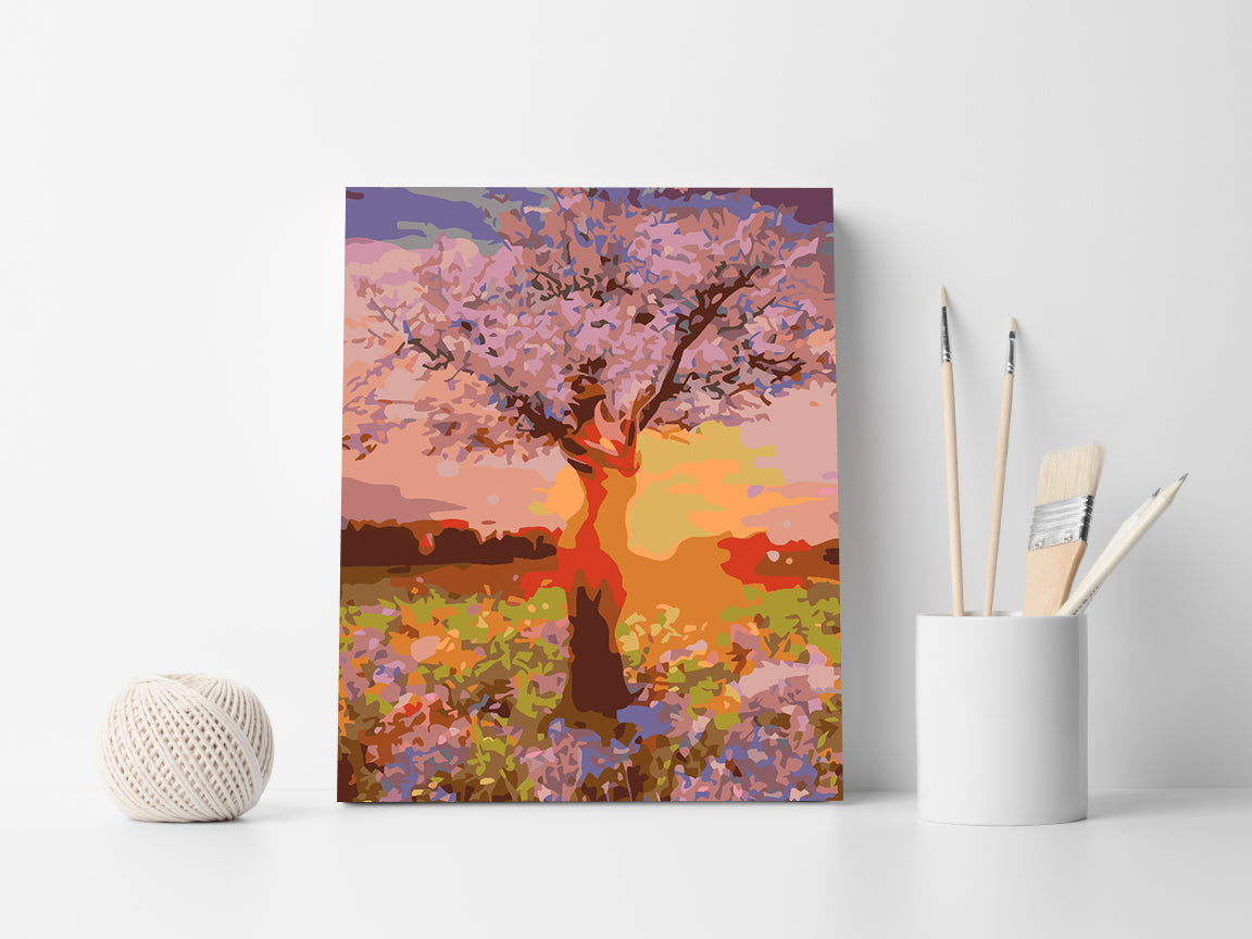Pictura pe numere - Copac la Apus de Soare 4553
