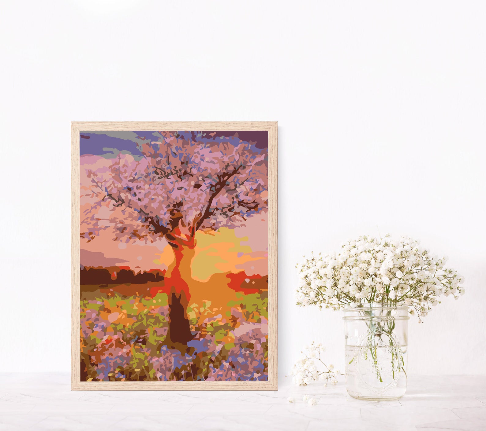 Pictura pe numere - Copac la Apus de Soare 4553