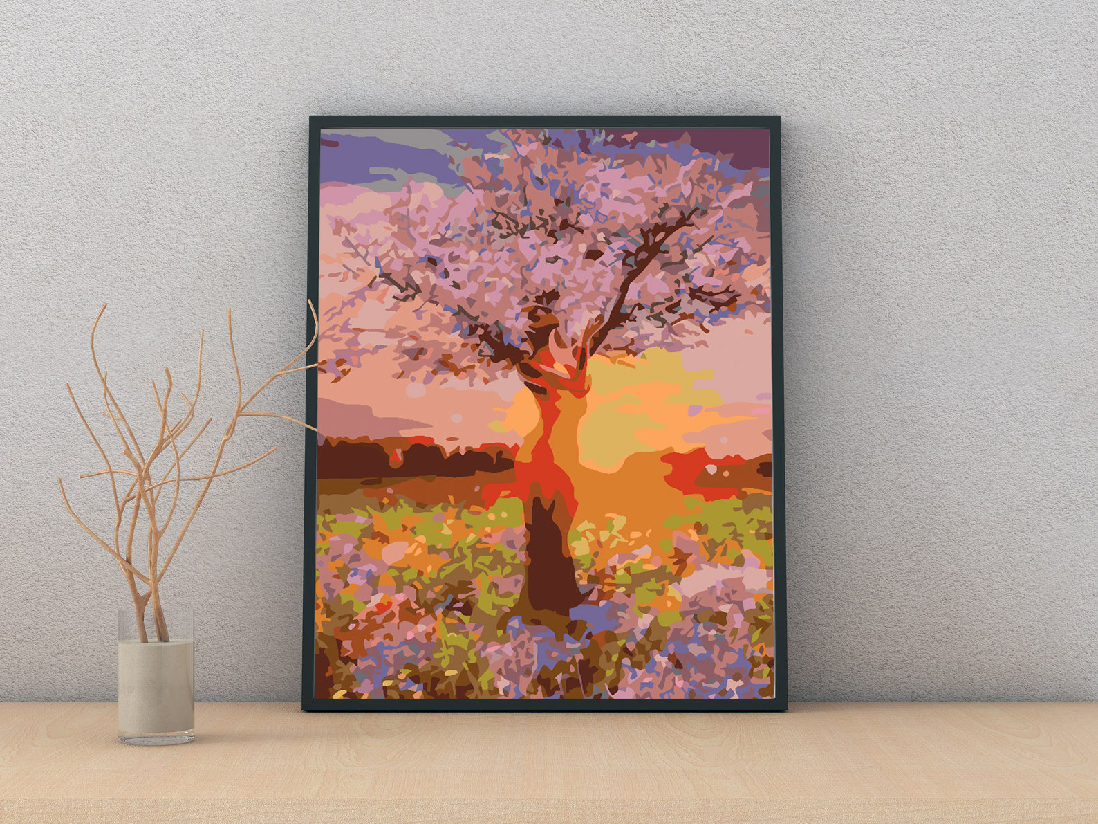 Pictura pe numere - Copac la Apus de Soare 4553