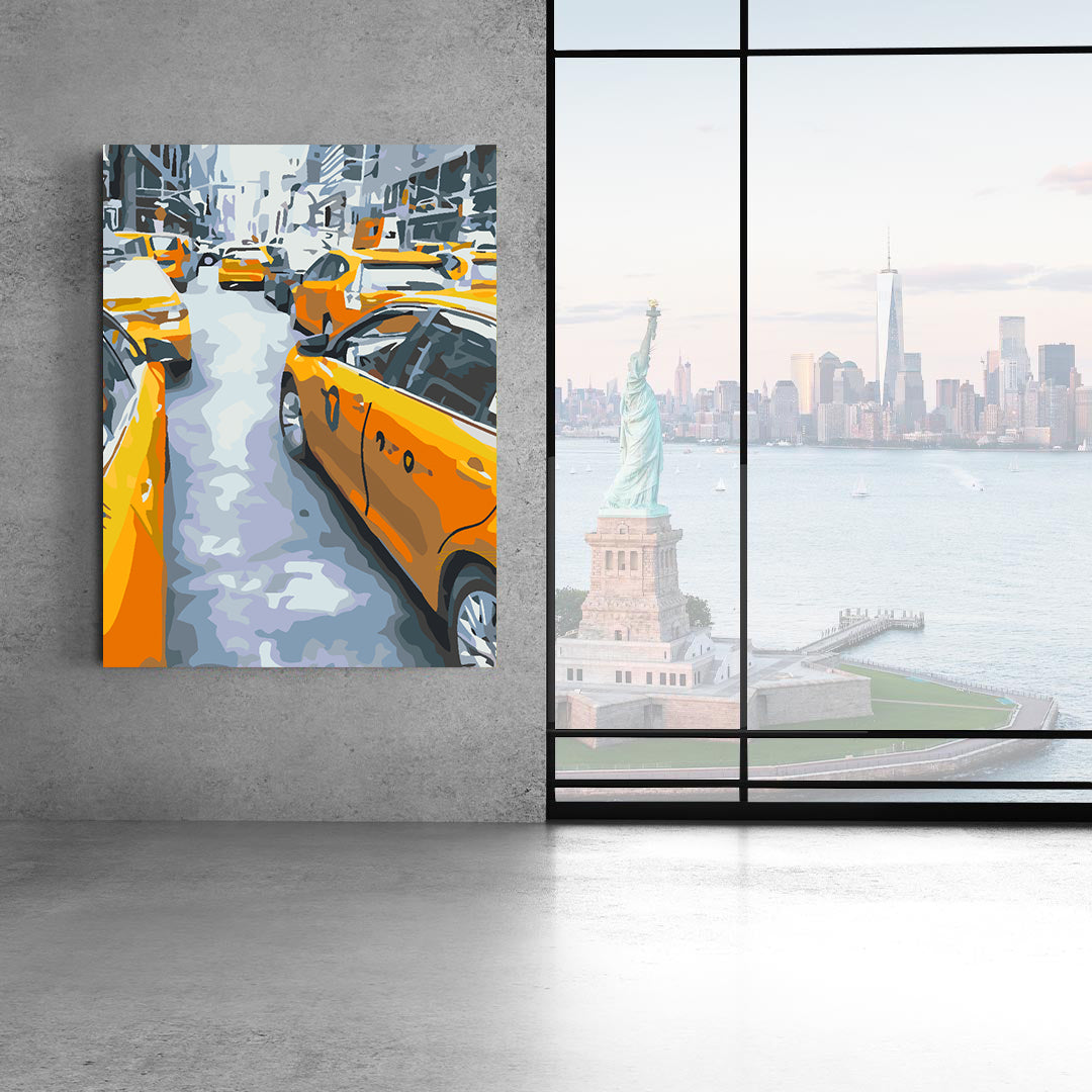 Malen nach Zahlen - Gelbes Taxi in der Stadt 4557