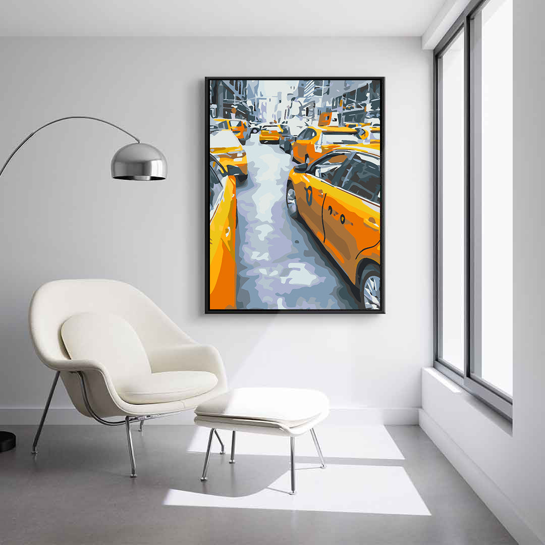 Malen nach Zahlen - Gelbes Taxi in der Stadt 4557