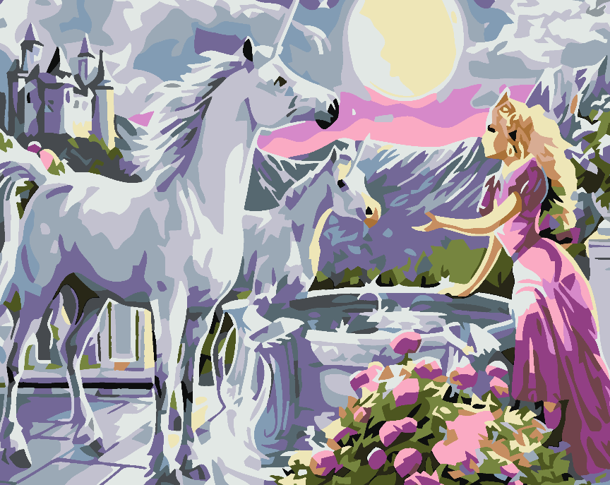 Peinture par numéros - Princesse aux licornes 4558