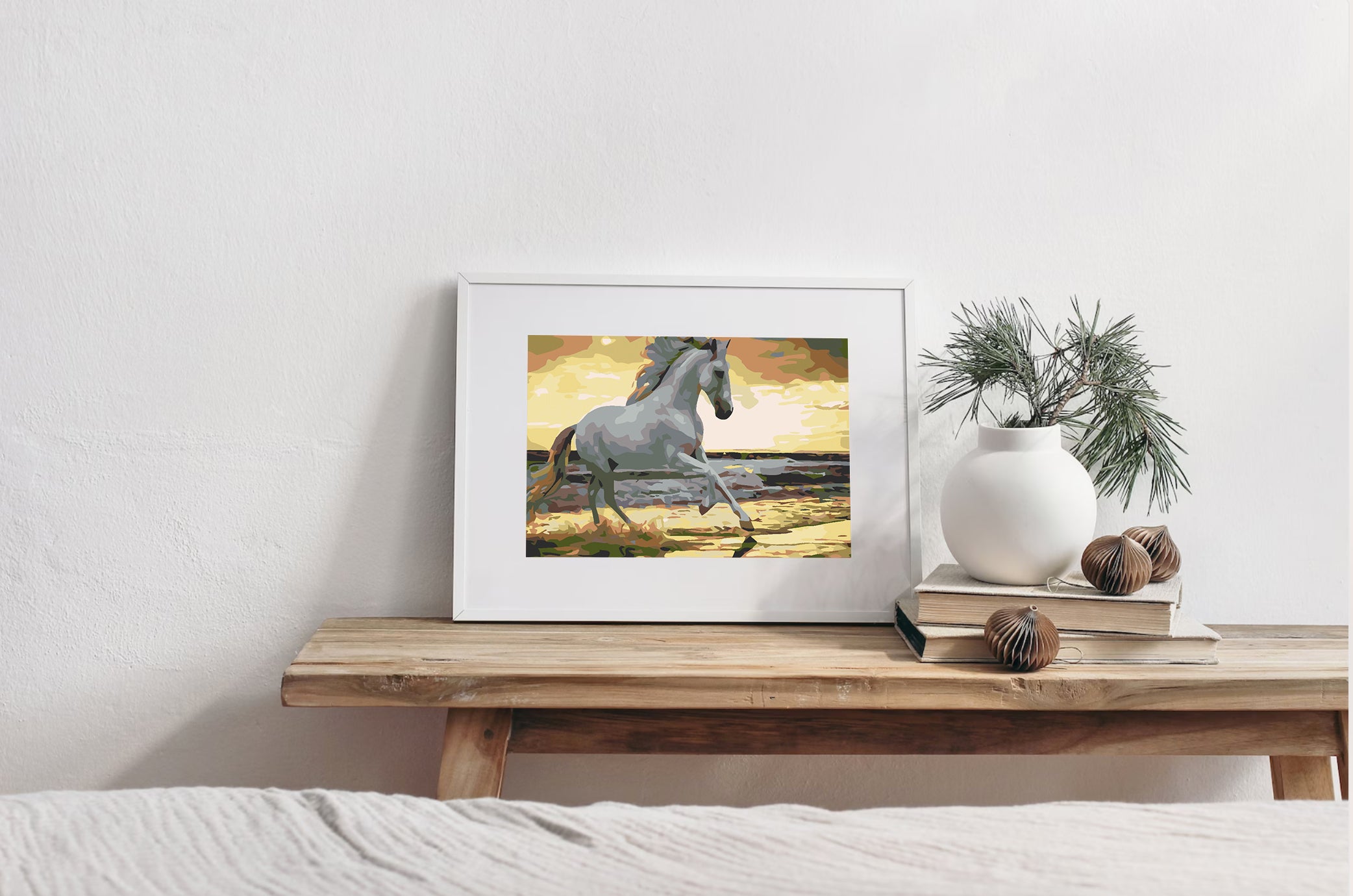 Peinture par numéros - Cheval blanc sur la plage 4562