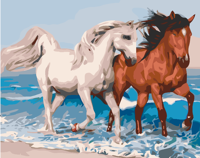 Peinture par numéros - Chevaux sur la plage 4575