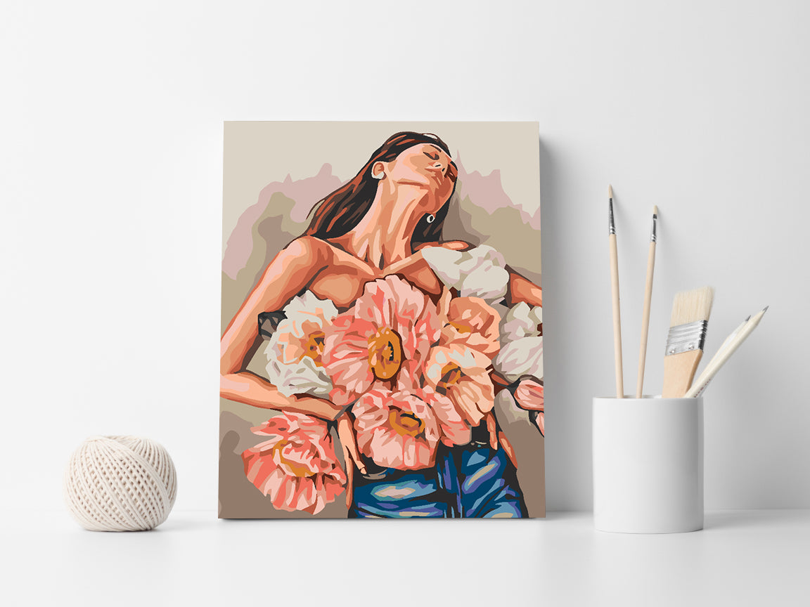 Peinture par numéros - Fille aux fleurs 4605