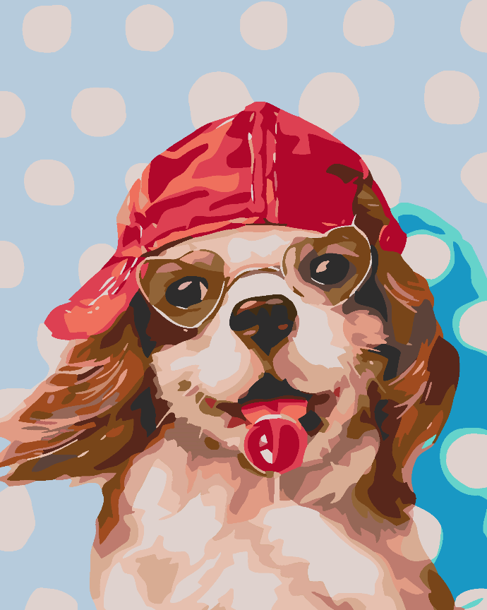 Peinture par numéros - Chien avec une casquette 4606