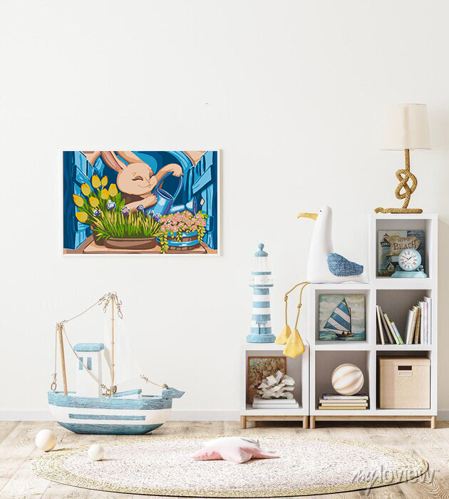 Peinture par numéros - Lapin avec fleurs 4646