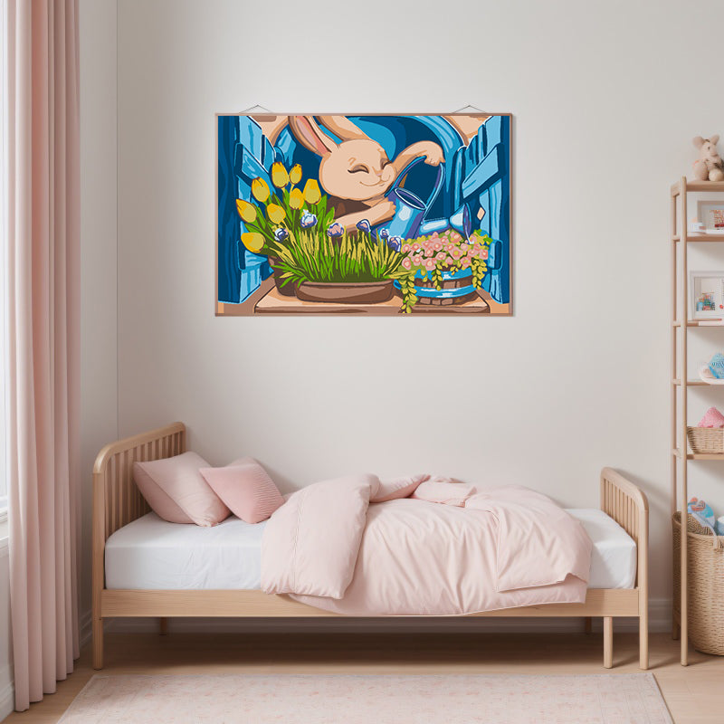 Peinture par numéros - Lapin avec fleurs 4646