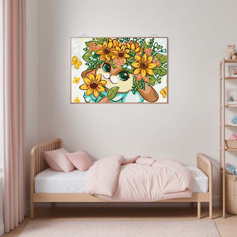 Malen nach Zahlen - Hase mit Blumen 4647